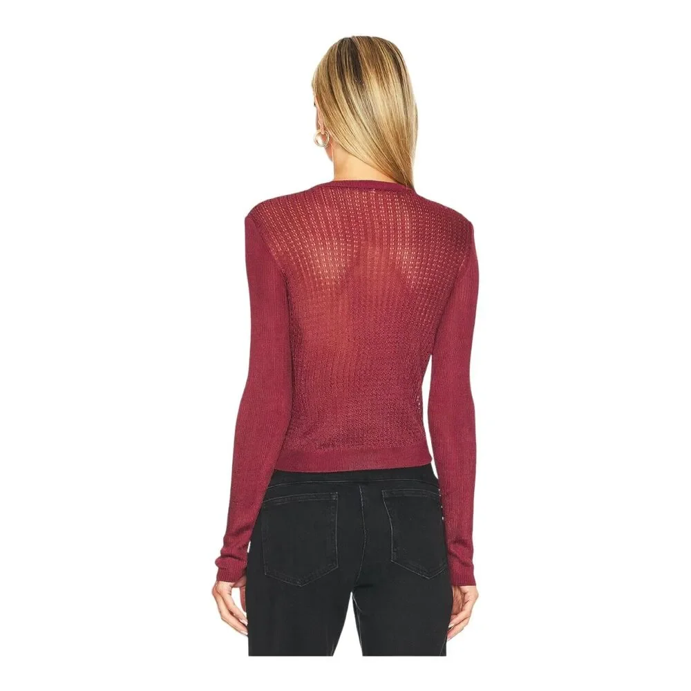 Free People Semi Sheer H2O‎ Sweater Garnet Red XS New